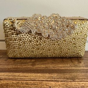 Peacock Sequin Gold Evening Bag